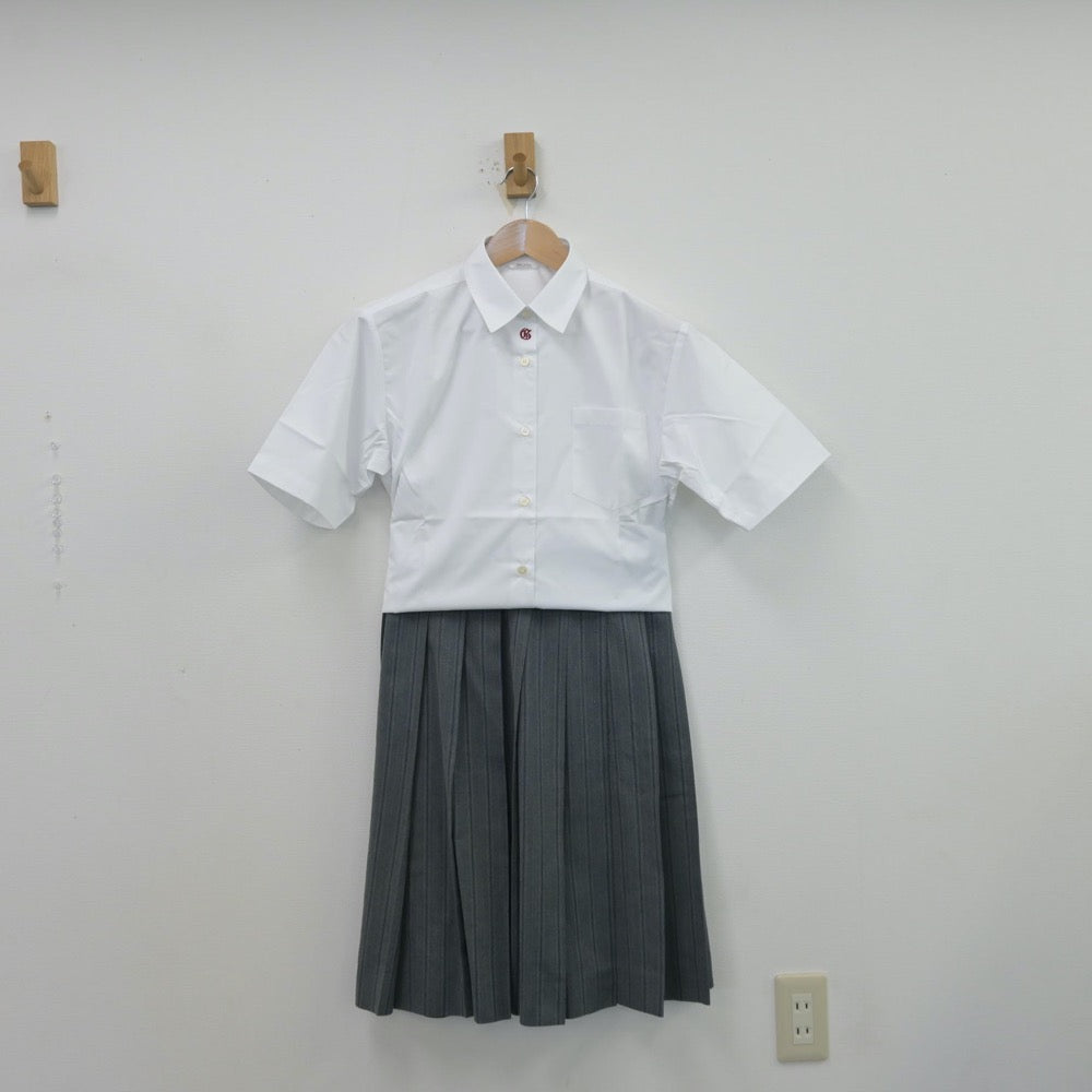 【中古】福島県 会津学鳳高等学校 女子制服 2点（シャツ・スカート）sf013967