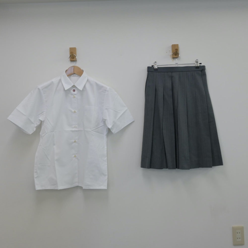 【中古】福島県 会津学鳳高等学校 女子制服 2点（シャツ・スカート）sf013967