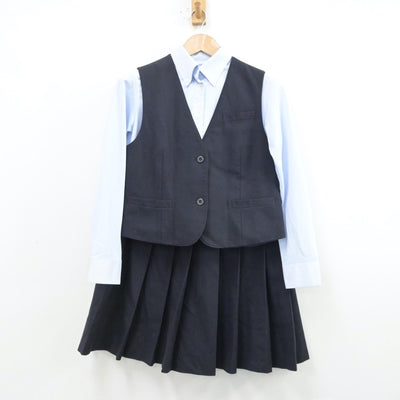 【中古】熊本県 熊本市立千原台高等学校 女子制服 4点（ブレザー・ベスト・シャツ・スカート）sf013995