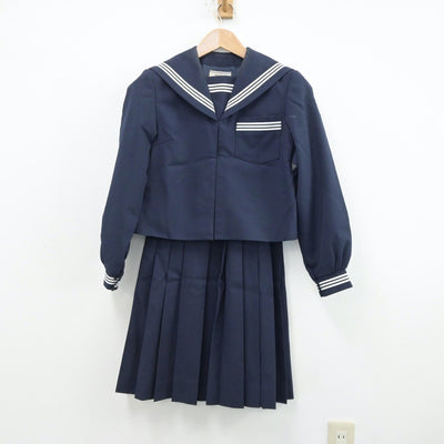 【中古】静岡県 福田中学校 女子制服 2点（セーラー服・スカート）sf013999