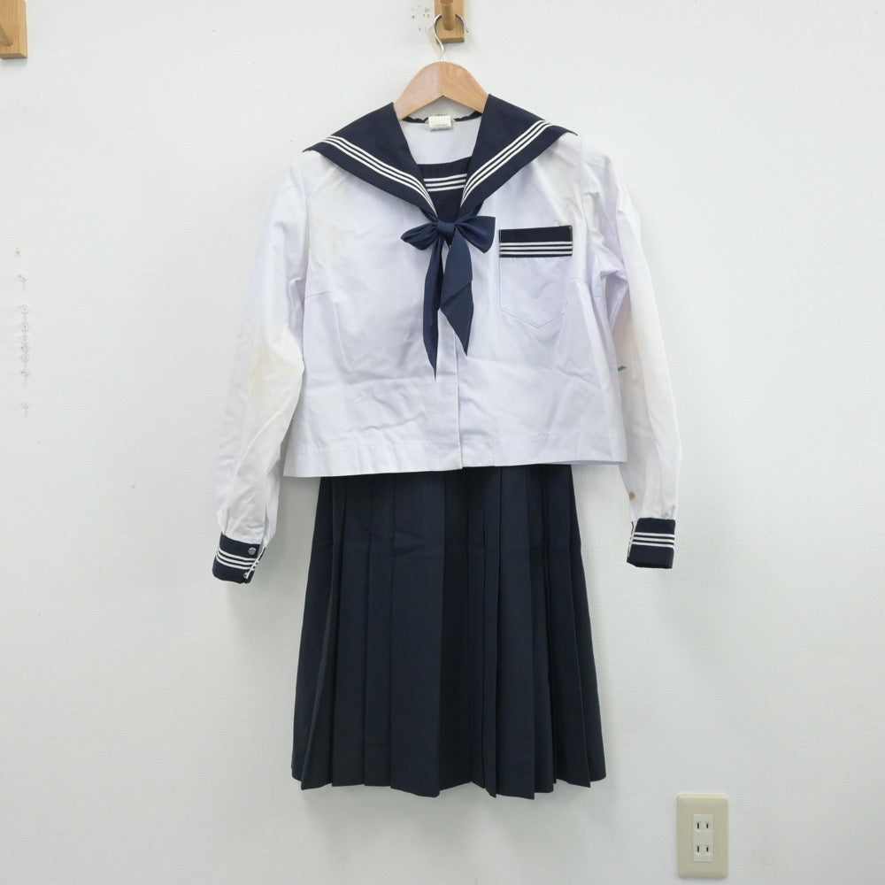 【中古】静岡県 福田中学校 女子制服 4点（セーラー服・セーラー服・スカート）sf014000
