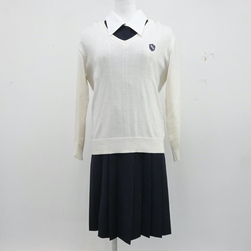 【中古】東京都 山脇学園中学校、高等学校 女子制服 2点（ワンピース・ニット）sf014015