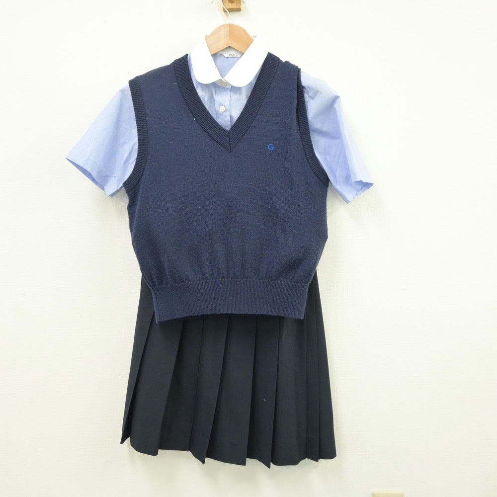 【中古】埼玉県 埼玉県立芸術総合高等学校 女子制服 3点（シャツ・ニットベスト・スカート）sf014038