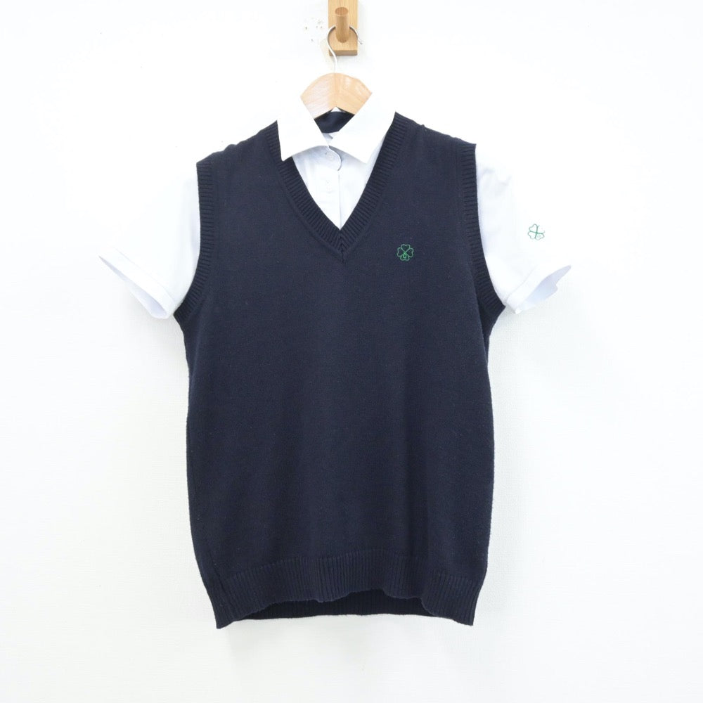 【中古】北海道 札幌第一高等学校 女子制服 2点（シャツ・ニットベスト）sf014044