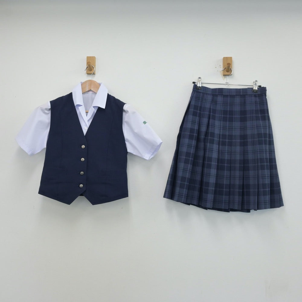 【中古】栃木県 白鴎大学足利高等学校/富田キャンパス 女子制服 3点（シャツ・ベスト・スカート）sf014072