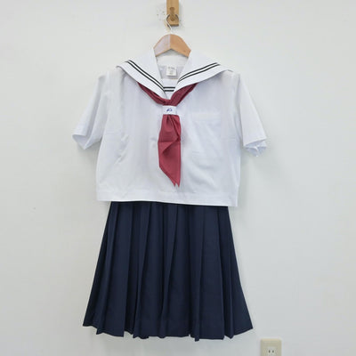 【中古】群馬県 笠懸南中学校 女子制服 4点（セーラー服・スカート）sf014075