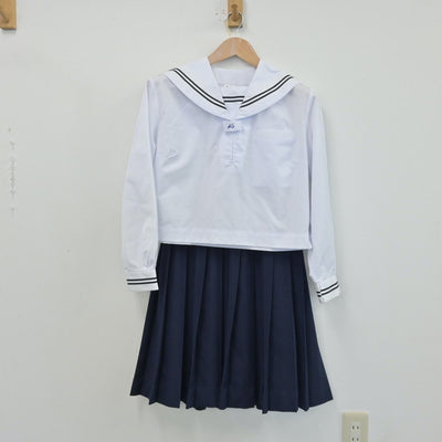 【中古】群馬県 笠懸南中学校 女子制服 4点（セーラー服・スカート）sf014075