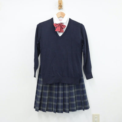 【中古】長野県 広徳中学校 女子制服 5点（ブレザー・シャツ・ニット・スカート）sf014091