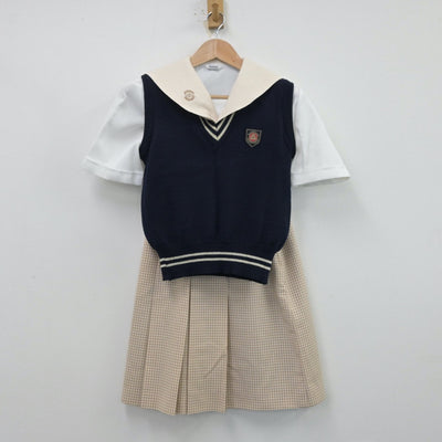 【中古】愛媛県 松山東雲高等学校 女子制服 6点（セーラー服・ニットベスト・スカート）sf014109