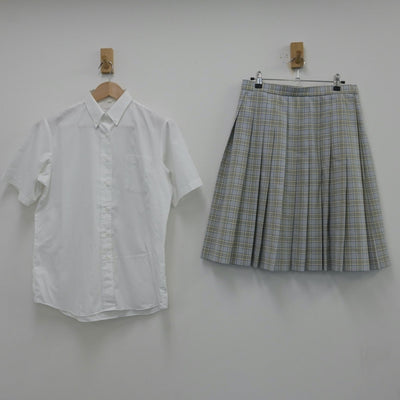 【中古】青森県 黒石商業高等学校 女子制服 3点（シャツ・スカート）sf014123