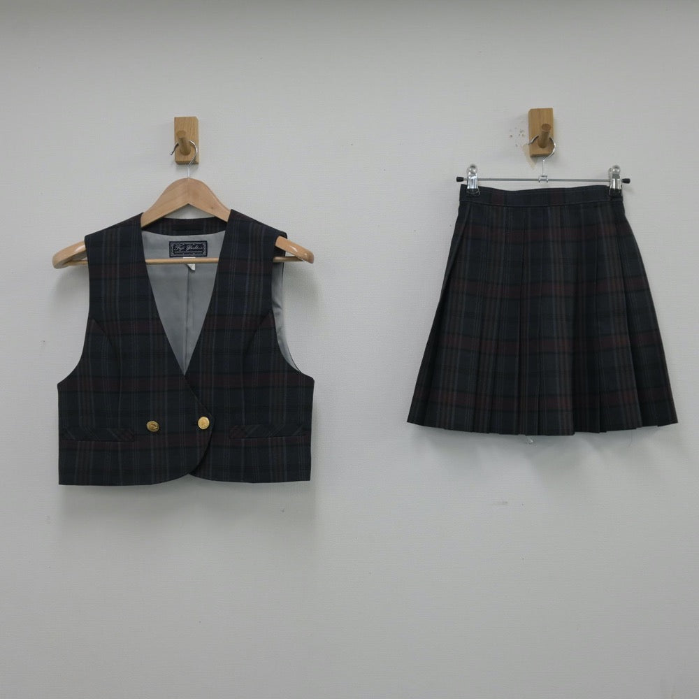 【中古】岐阜県 羽島高等学校 女子制服 2点（ベスト・スカート）sf014128