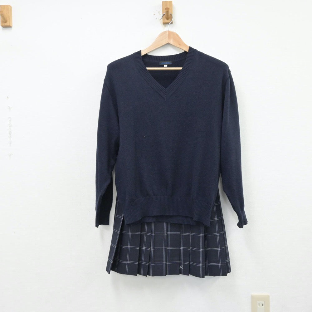 【中古】東京都 葛飾野高等学校 女子制服 5点（ブレザー・ニット・スカート）sf014133