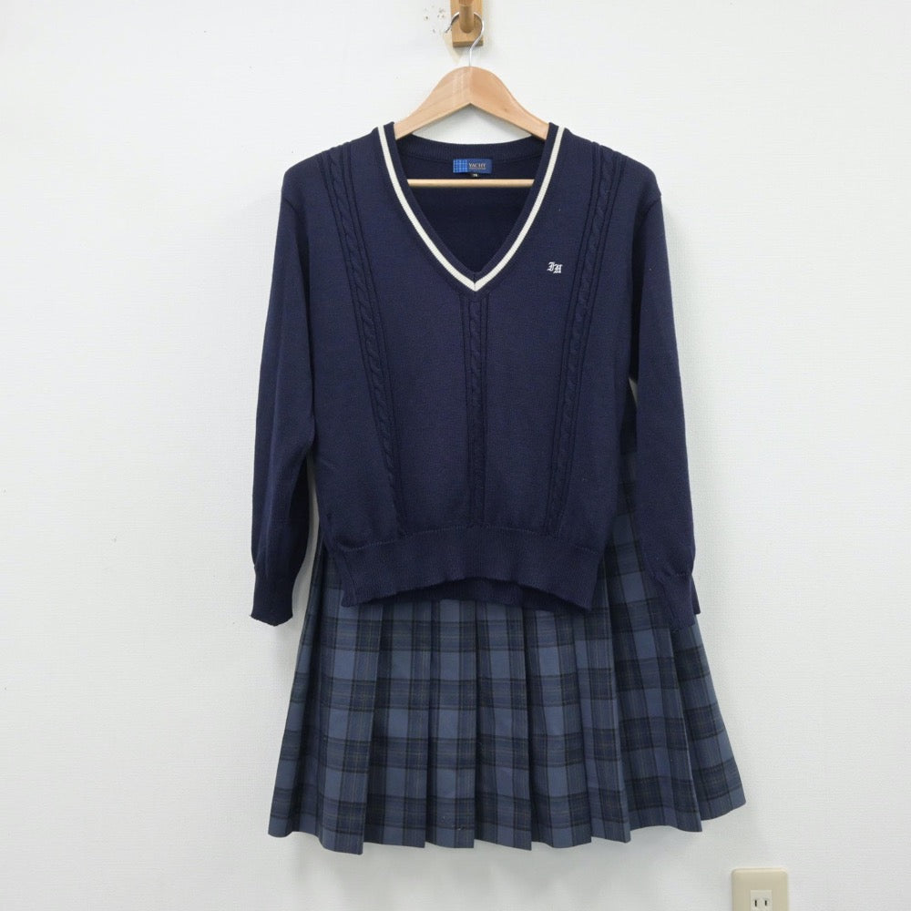 【中古】愛知県 岩津高等学校 女子制服 4点（ブレザー・ニット・スカート）sf014148