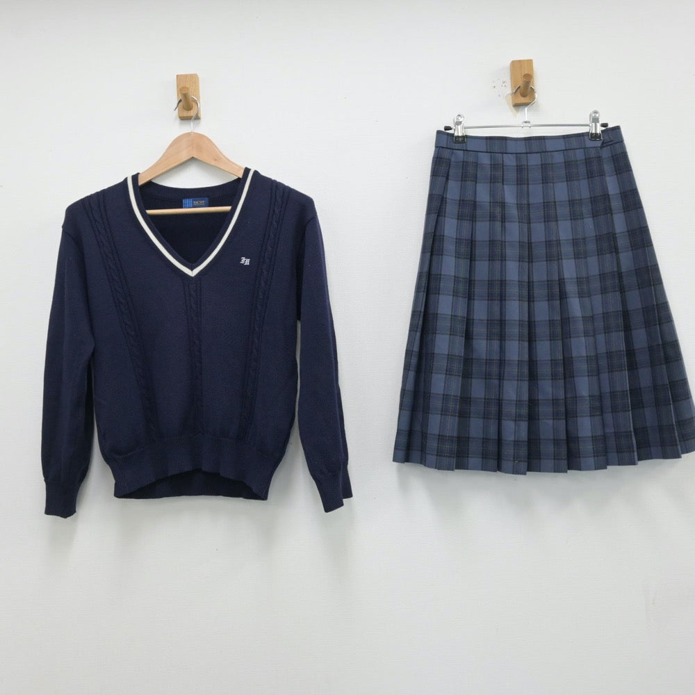 【中古】愛知県 岩津高等学校 女子制服 4点（ブレザー・ニット・スカート）sf014148