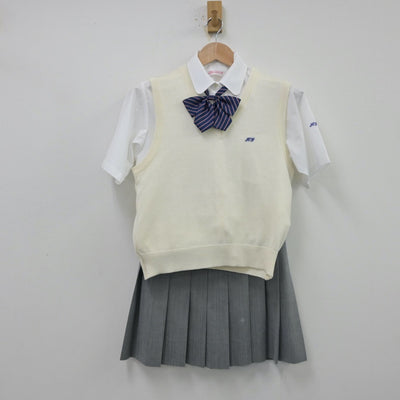 【中古】神奈川県 平塚学園高等学校 女子制服 4点（シャツ・ニットベスト・スカート）sf014161