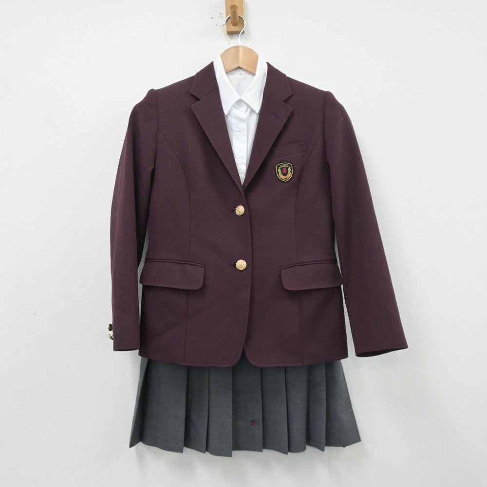 【中古】茨城県 常総学院高等学校 女子制服 4点（ブレザー・シャツ・ニット・スカート）sf014165