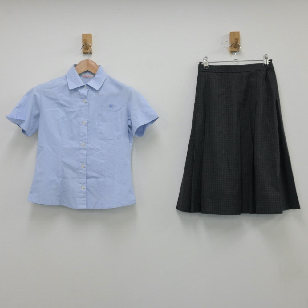 【中古】広島県 福山中学校 女子制服 2点（シャツ・スカート）sf014173