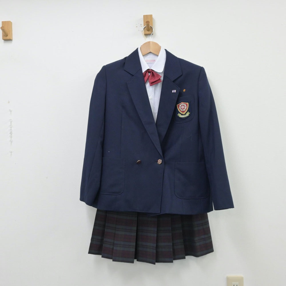 【中古】広島県 神辺中学校 女子制服 5点（ブレザー・シャツ・ニット・スカート）sf014175