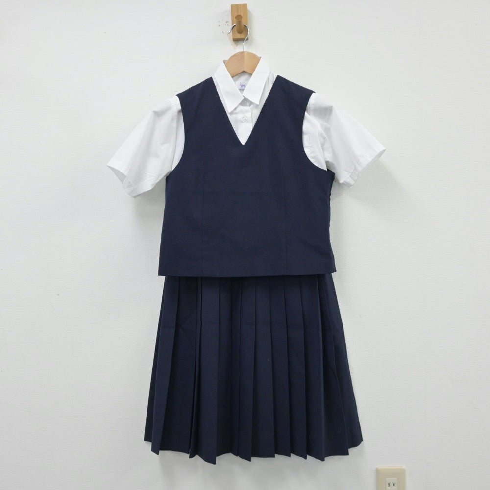 【中古】埼玉県 朝霞第三中学校 女子制服 3点（シャツ・ベスト・スカート）sf014177