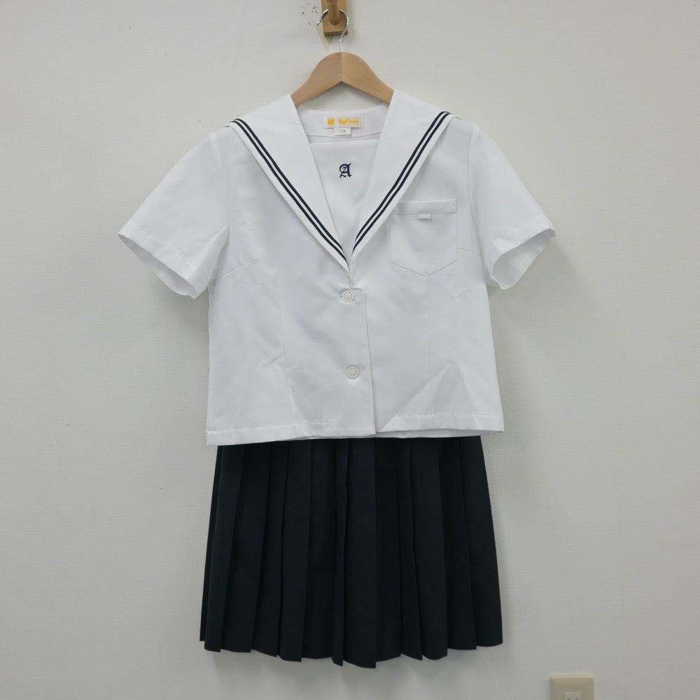 【中古】石川県 浅野川中学校 女子制服 2点（セーラー服・スカート）sf014185