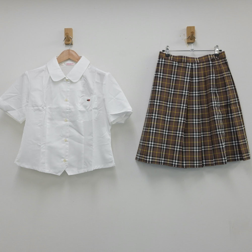 【中古】京都府 福知山成美高等学校 女子制服 5点（シャツ・ニットベスト・スカート）sf014189