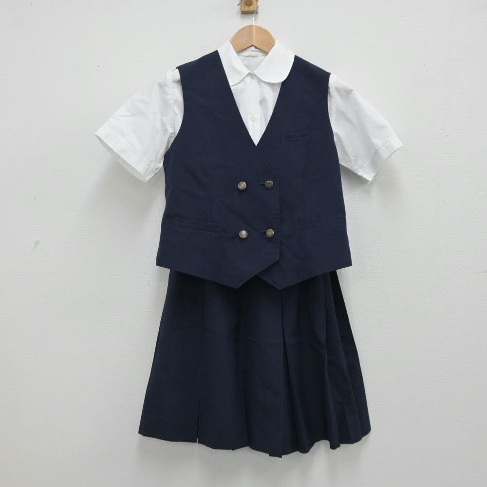 【中古】埼玉県 埼玉県白岡市立白岡中学校 女子制服 3点（シャツ・ベスト・スカート）sf014211