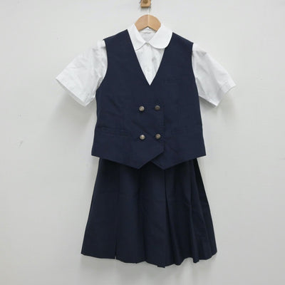 【中古】埼玉県 埼玉県白岡市立白岡中学校 女子制服 3点（シャツ・ベスト・スカート）sf014211