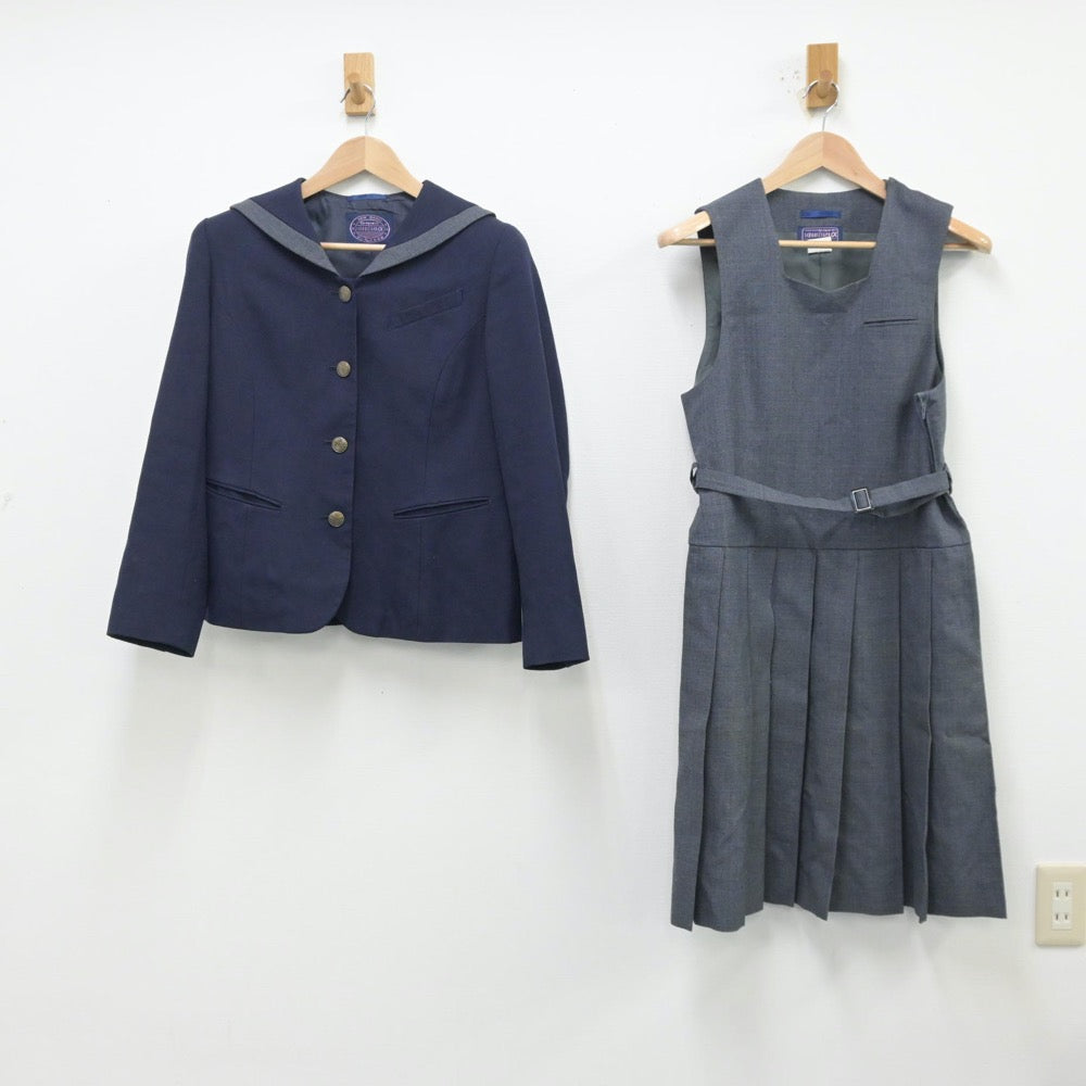 【中古】大阪府 宣真高等学校 女子制服 2点（ブレザー・ジャンパースカート）sf014224