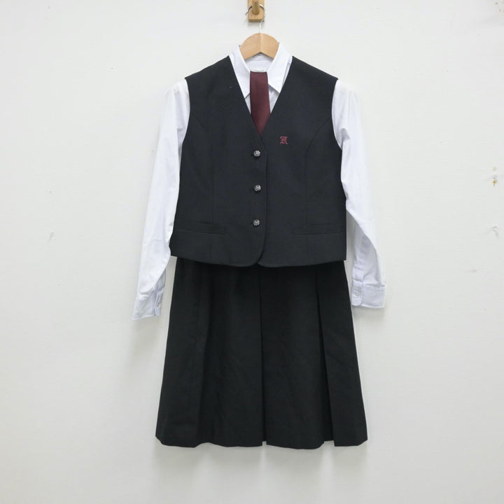 【中古】京都府 京都芸術高等学校 女子制服 5点（ブレザー・シャツ・ベスト・スカート）sf014227