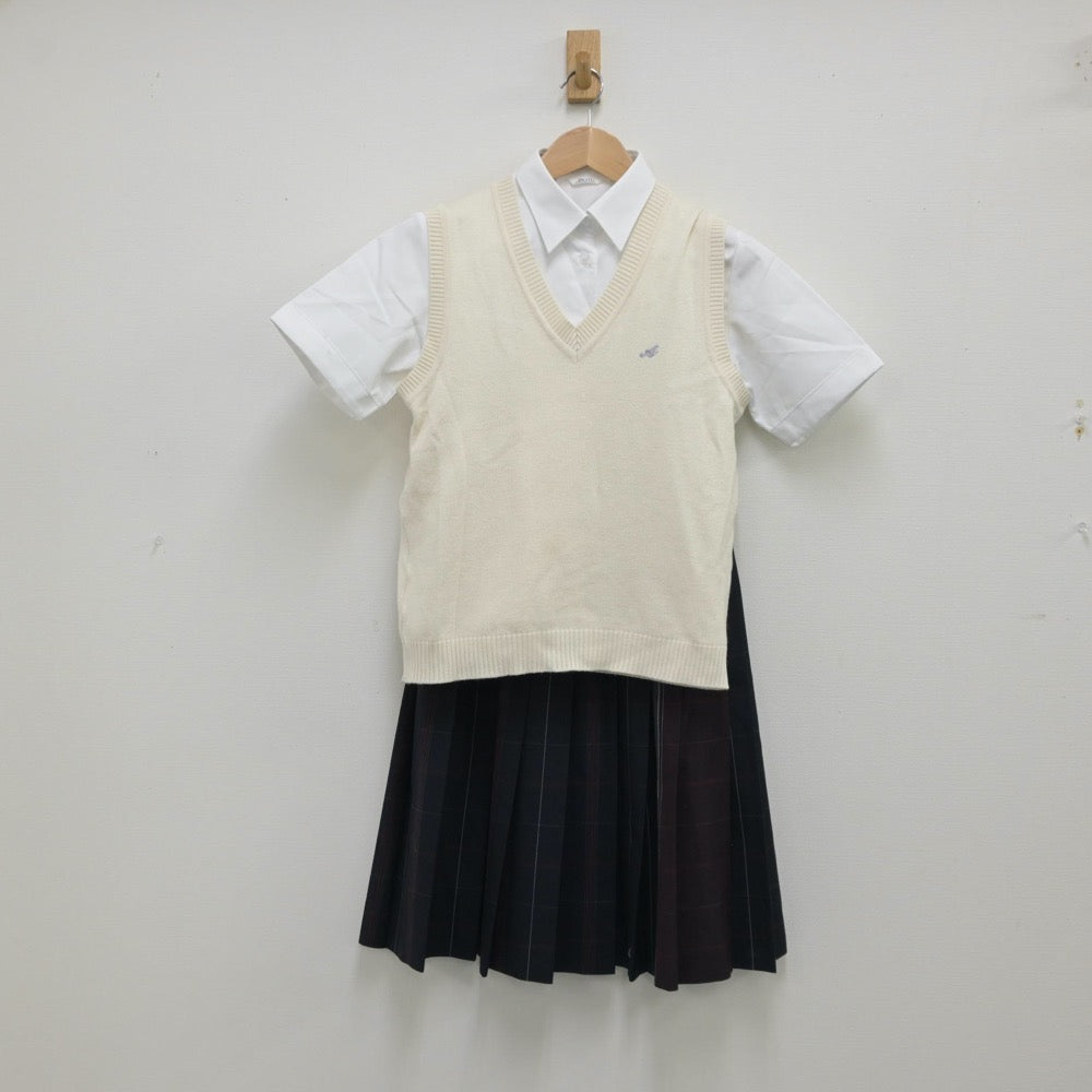 【中古】三重県 三重県立あけぼの学園高等学校 女子制服 4点（シャツ・ニットベスト・スカート）sf014231