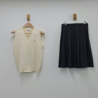 【中古】東京都 江戸川区立ニノ江中学校 女子制服 2点（ニットベスト・スカート）sf014239