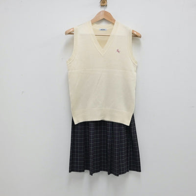 【中古】東京都 江戸川区立ニノ江中学校 女子制服 2点（ニットベスト・スカート）sf014240