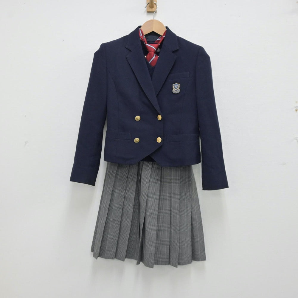 【中古】広島県 近畿大学附属中学校高等学校東広島校 女子制服 4点（ブレザー・ニット・スカート）sf014242