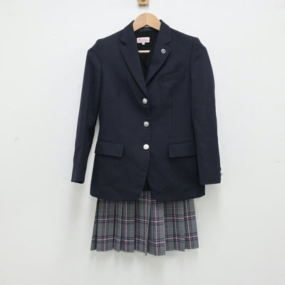 【中古】広島県 クラーク記念国際高等学校広島キャンパス 女子制服 4点（ブレザー・ニット・スカート）sf014246