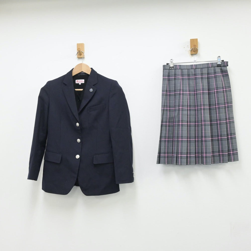 【中古】広島県 クラーク記念国際高等学校広島キャンパス 女子制服 4点（ブレザー・ニット・スカート）sf014246