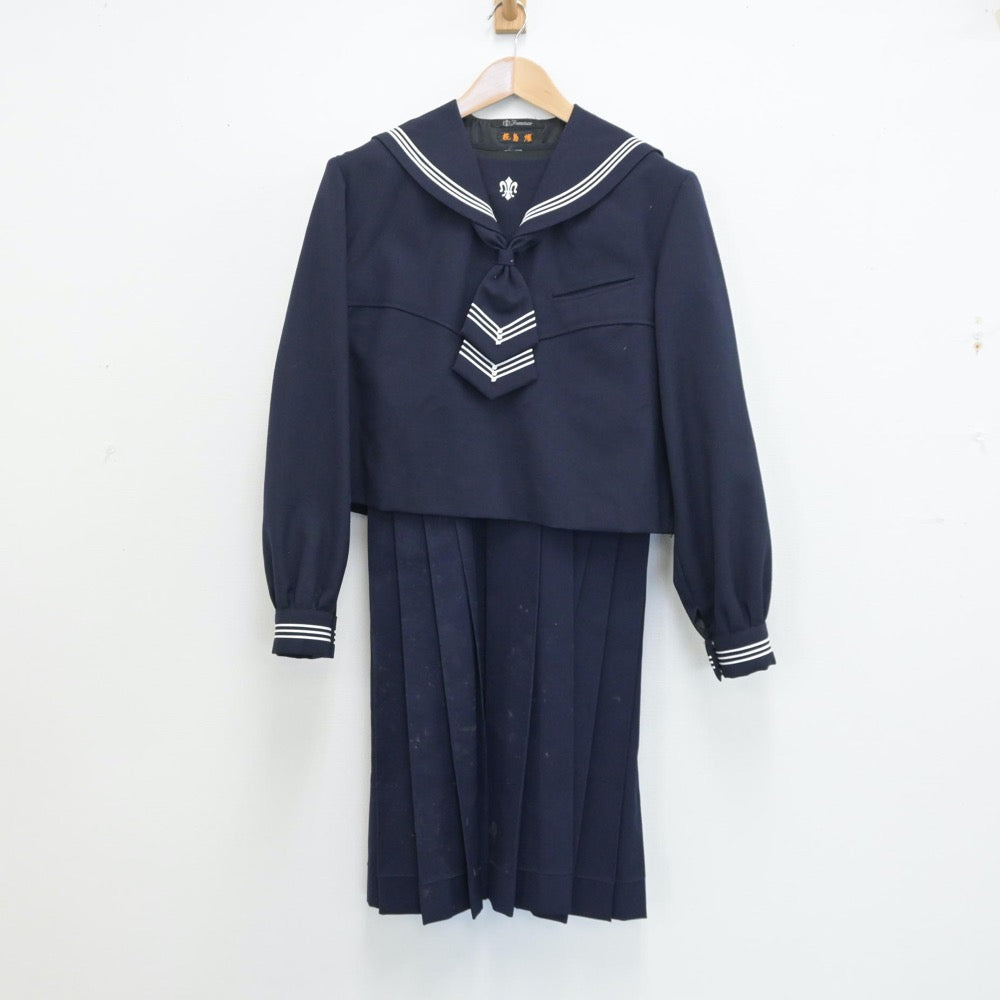 【中古】宮城県 仙台白百合学園中学校 女子制服 4点（セーラー服・スカート・ニット）sf014262