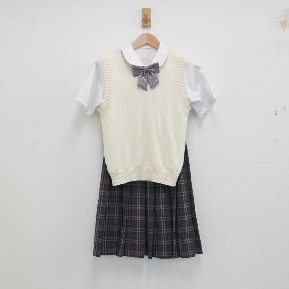 【中古】宮崎県 都城聖ドミニコ学園高等学校 女子制服 5点（シャツ・ニットベスト・スカート）sf014273