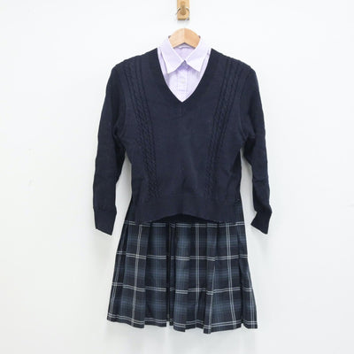 【中古】岩手県 花巻東高等学校 女子制服 5点（ブレザー・シャツ・ニット・スカート）sf014292