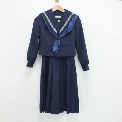 【中古】福岡県 春日市立春日南中学校 女子制服 3点（セーラー服・ニット・ジャンパースカート）sf014301