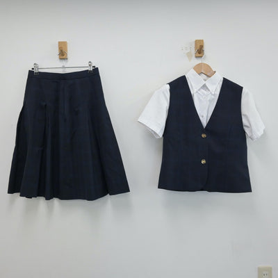 【中古】神奈川県 東海大学附属相模高等学校 女子制服 3点（ベスト・シャツ・スカート）sf014309