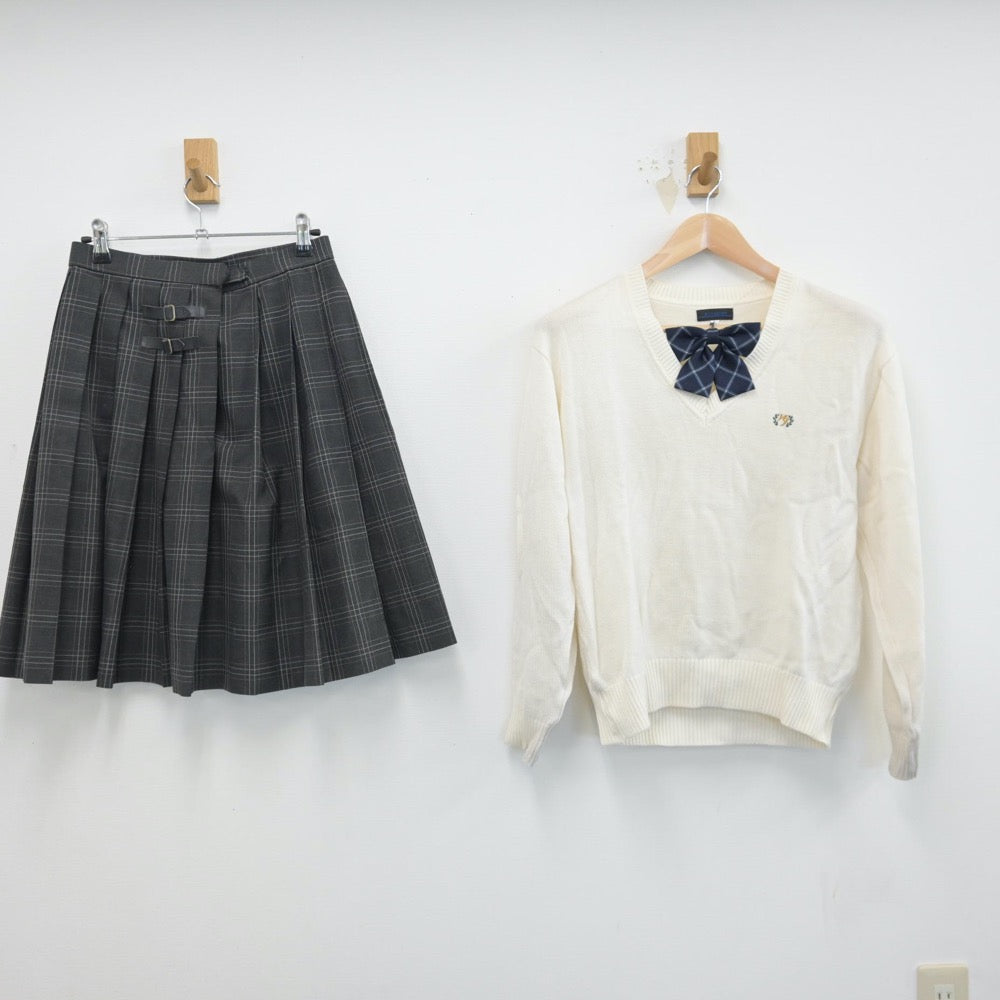 【中古】東京都 広尾学園中学校・高等学校 女子制服 3点（ニット・スカート）sf014317