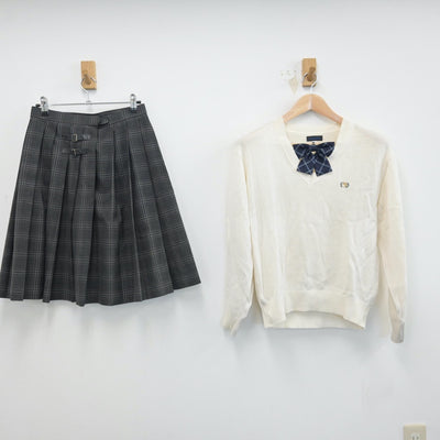 【中古】東京都 広尾学園中学校・高等学校 女子制服 3点（ニット・スカート）sf014317