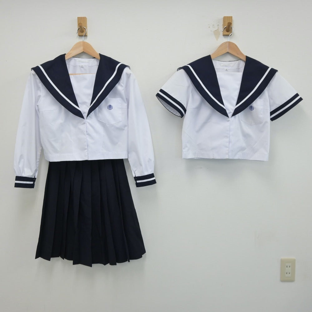 【中古】宮崎県 宮崎県立高鍋高等学校 女子制服 2点（セーラー服・スカート）sf014323