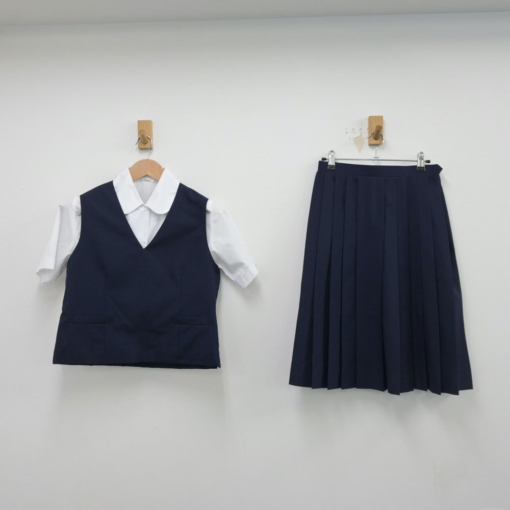 【中古】栃木県 西中学校 女子制服 3点（シャツ・ベスト・スカート）sf014344