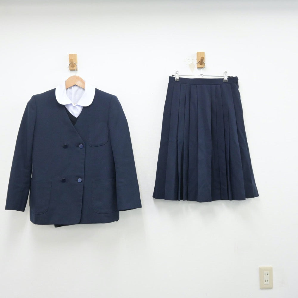 【中古】栃木県 西中学校 女子制服 4点（ブレザー・シャツ・ニット・スカート）sf014345