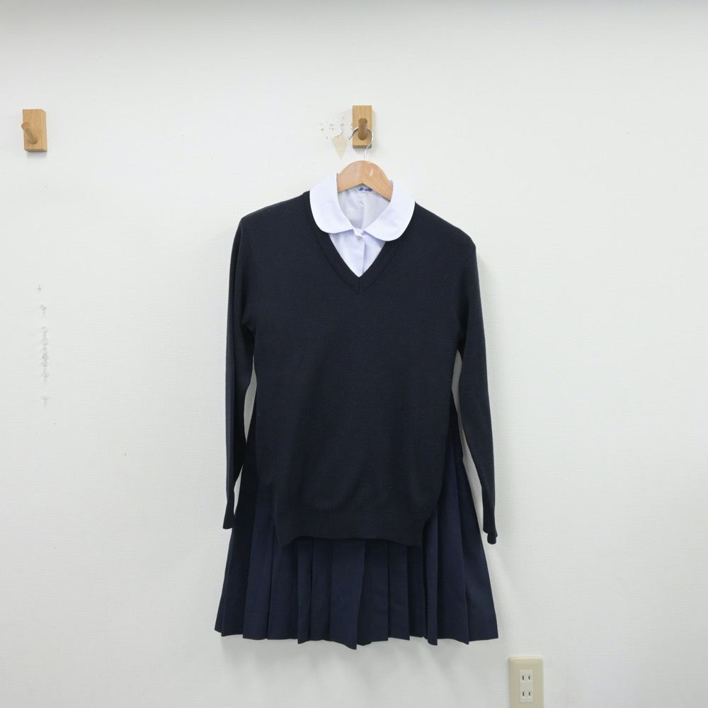 【中古】栃木県 西中学校 女子制服 4点（ブレザー・シャツ・ニット・スカート）sf014345