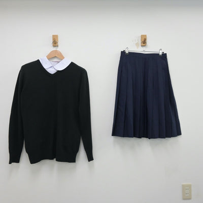 【中古】埼玉県 広島中学校 女子制服 3点（シャツ・ニット・スカート）sf014346