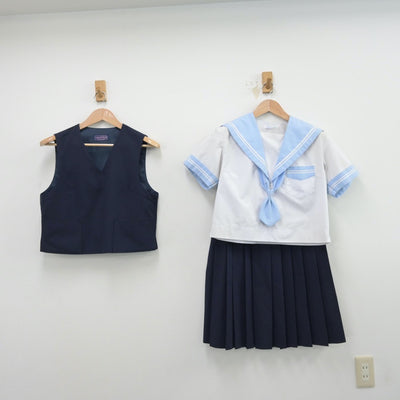 【中古】大阪府 上野芝中学校 女子制服 4点（セーラー服・ベスト・スカート）sf014353