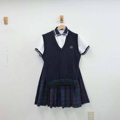 【中古】熊本県 熊本中央高等学校 女子制服 4点（シャツ・ニットベスト・スカート）sf014356