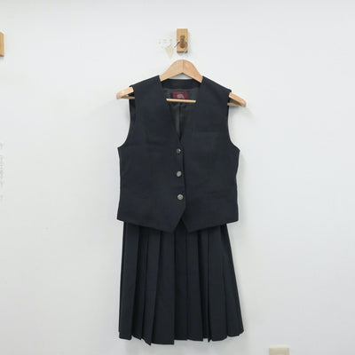 【中古】埼玉県 春日部東高等学校 女子制服 2点（ベスト・スカート）sf014372